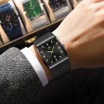 POEDAGAR Top Luxury Men Wristwatch Waterproof Luminous Stainless Steel Mesh Date Man Watch Fashion Business Quartz Men's Watches 4