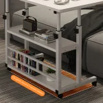 Simple Double-Layer Small Office Desk Adjustable Height Side Mobile Workbenchmobile Laptop Computer Standing Bedside Home Desk 4