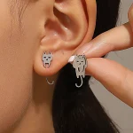 Retro Minimalist Geometric Square Detachable Triangles Stainless steel Stud Earrings for Women Fashion Jewelry Accessories Party 5