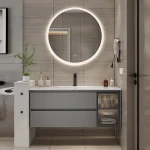 Marble Smart Bathroom Vanity Cabinet With Sink And Mirror Looking Combination One Hand Wash Basin Washbasin Toilet Round Mirror