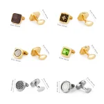 Luxury Cufflinks Man Shirt French Cufflinks For Mens Wedding Sleeve Button Square Cuff Button Men Cuff-link Tie Clip Gold-plated 5