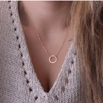 Minimalist Round Stick Pendant Necklace for Women Pearl Clavicle Necklace Leaves Long Chain Fashion Jewelry Statement Girl Gift 2
