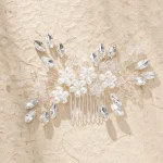 Fashion Crystal Flower Hair Combs Clips Bridal Wedding Hair Accessories for Women Bride Headpiece Hairpins Bridesmaid Jewelry 4