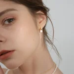 ANENJERY Imitation Pearl Hoop Earrings for Women Round Wedding Party Ear Jewelry Wholesale 5