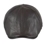 VOBOOM Genuine Leather Flat Cap Men Fall Winter Cabbies Newsboy Hat Coffee Brown Ivy Caps Soft Smooth Textured Hats 3