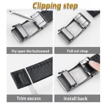 Leather belt men High Quality Genuine Leather Belts, Automatic Buckle Belt, Adjustable No Hole Belt Jeans Belt for Men 6