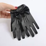 Short Children's Wedding Gloves Bow Knot Thin Lace Mesh Gloves Etiquette Dress Gloves Holiday Princess Birthday Party Gloves 6