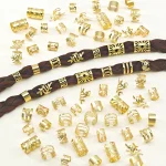 70pcs Elegant Golden Alloy Hair Jewelry for Braid Solid Color - Vintage-Inspired Accessories for Men & Women's Dreadlocks&Twists 4