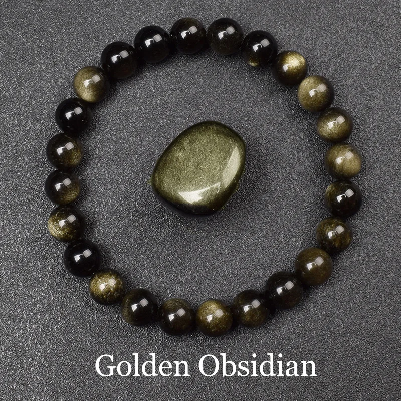 Natural Golden Obsidian Stone Beads Bracelet Men Women Golden Light Rainbow Obsidian Raw Stone Round Bead Natural Energy Jewelry Natural Golden Obsidian Stone Beads Bracelet Men Women Golden Light Rainbow Obsidian Raw Stone Round Bead Natural Energy Jewelry