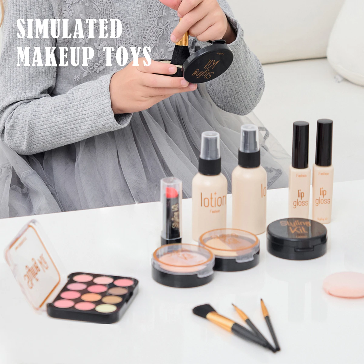 Simulated Makeup Toys, Play Cosmetics Girl Gifts Fake Makeup Set Toy Simulated Lipstick Powder Blusher Not Real Makeup for Kids Simulated Makeup Toys, Play Cosmetics Girl Gifts Fake Makeup Set Toy Simulated Lipstick Powder Blusher Not Real Makeup for Kids