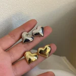 Minimalist Silver Color Smooth LOVE Heart Stud Earrings for Women Trendy Elegant Wedding Bride Jewelry Prevent Allergy 4