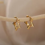 Luxury Star Pendientes Earrings For Women Girl Stainless Steel Minimalist Hoop Piercing 2025 New In y2k Jewelry aretes de mujer 5