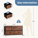 JHK Living Room Display Cabinet Layers With 5 Fabric Drawers Wardrobe Steel Frame Assembly Closet For Clothes Storage Dresser 5
