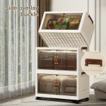 48cm Wide Foldable Storage Cabinet with Rolling Wheels,3-6 Tier  White/Black, for Bathroom/Bedroom/Living Room Organization 4