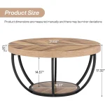 32" Circle Marble Coffee Tables, 2-Tier Golden Metal Legs Accent Center Table with Open Storage Modern Design Home Furniture 2