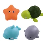 Glowable Animal Washing Water Set Floating Water Light Net Fishing Fish Playing Water Toys Children's Baby Bath Toys Floating 5