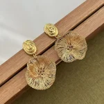 Simple and sweet designed earrings, layered woven flower cluster dangles, light luxury handmade art jewelry. 4
