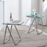 Folding Side Table - Fashionable Transparent Coffee Table for Living Room Sofa Corner & Balcony Coffe Table 6