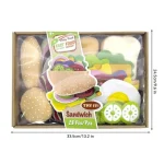 28PCS Felt Food Burger Sandwich Food Set Children Pretend to Play Food Sandwich Toys Children's Kitchen Role Playing Gifts 6