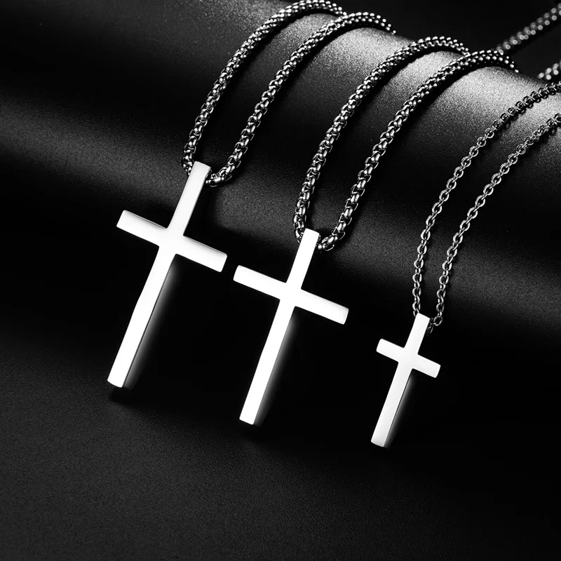 New Stainless Steel Cross Pendant Necklace for Men Women Minimalist Jewelry Male Female Necklaces Chokers Silver Color New Stainless Steel Cross Pendant Necklace for Men Women Minimalist Jewelry Male Female Necklaces Chokers Silver Color