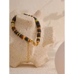 Yhpup Colorful Natural Stone Beads Chain Handmade Bracelet Bangle Waterproof Bohemia Stainless Steel Y2K Trendy Jewelry Gift 4