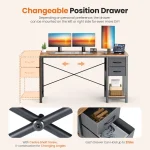JHK 47IN Computer Desk with 2 Drawers For Study Office Gaming Wood Table with Adjustable Position Drawers Modern Work Table 4