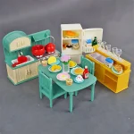 1:12 Miniature Furniture Forest Family Kitchen Toy Dining Table Dollhouse Accessories Bathroom Pretend Play For Girl Gifts Toys 2
