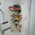 Solid wood corner bookshelf rack floor home living room corner multi-layer storage simple storage cabinet 3