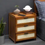 Drawer Nightstand Bedside Table Bedroom Nightstand with 1/3 Drawer Retro Style Home Storage Cabinet Bedroom Furniture Nightstand 6