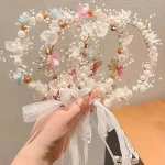 Princess Hair Accessory One Fairy Imitation Pearl Sweet Flower Wreath Headband for Ladies Party Wedding Birthday Headwear 2