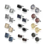 Man Shirt Cufflinks Copper Cufflinks For Mens Luxury Wedding Guests Gifts Round Square Fashion Jewelry Men Cuffs Links Tie Clip 2