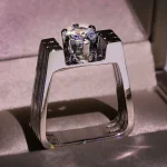 Real 14K White Gold with Stamp Ring for Women Men Unisex 100% Real Natural Diamond Jewelry Luxury Pave Setting  14 K Gold Rings