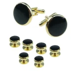Mens Cufflinks and Studs Set for Tuxedo Shirts Business Wedding Party Cuff Links Classic Accessories Tie Clasp Collar Clips Gift 2