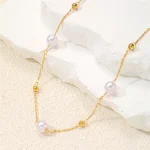 Simple Pearl Beads Chic Exquisite Necklace Gold Color Thin Chain Minimalist Charm Collar Jewelry Women 4