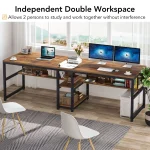 Tribesigns Two Person Desk with Bookshelf, 78.7 Computer Office Double Desk for Two Person, Rustic Writing Desk Workstation 3