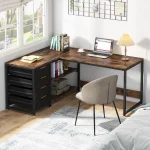 Tribesigns L Shaped Computer Desk with Storage Drawers, 59 inch Corner Desk with Shelves, Reversible L-Shaped Office Desk Study 3