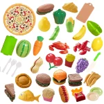 Children's Kitchen Toy Set Simulated Kitchen Cutting Cookware Simulated Fruits Cutting Toys Cooking Accessories for Kids Gift 4