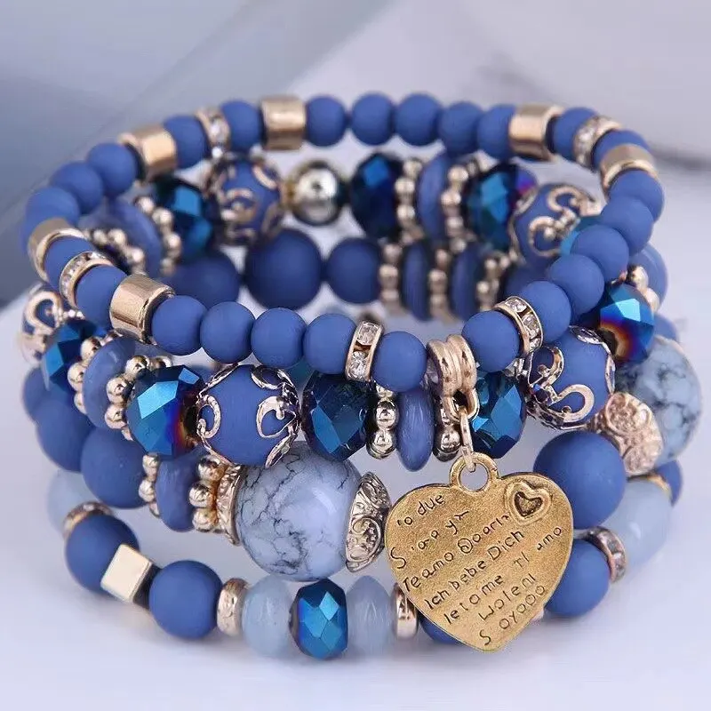 4pcs/set Boho Strand Bracelets For Women Crystal Beads Bracelets Heart Letter Elastic Bangles Wristband Yoga Jewelry Gifts 4pcs/set Boho Strand Bracelets For Women Crystal Beads Bracelets Heart Letter Elastic Bangles Wristband Yoga Jewelry Gifts