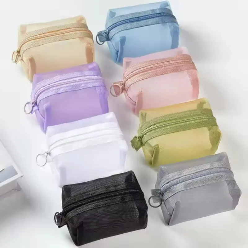Mini Clear Nylon Mesh Cosmetic Bags Cute Women Small Lipstick Makeup Bags Pouch Data Line Key Earphone Organizer Case Mini Clear Nylon Mesh Cosmetic Bags Cute Women Small Lipstick Makeup Bags Pouch Data Line Key Earphone Organizer Case