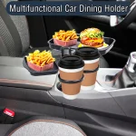 2025 New Car Cup Holder Tray-Expander-3 In 1 Detachable Food Table Tray With Solid Base-Road Trip Essentials Accessories Gadgets 3