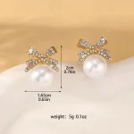 2 Women's Silver Needle Bow Studded With Diamond Pearl Earrings, Fashionable And Niche Design, High-end And Refreshing Earrings 5