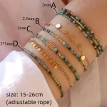Vlen Natural Stone Turquoises Bracelets for Women 2mm/3mm/ beads 18 K Golden Plated Bracelet Minimalist Pulseras Boho Jewelry 2