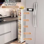 19cm Narrow Cabinet with Flip Lid  Large Capacity Adjustable Shelves Organizer for Kitchen Bathroom Bedroom Living Room 4