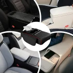 Newest Car Armrest Heightening Cushion With 2 Cup Holder Side Storage Pockets Center Console Armrest Cushion Car Armrest Cover 6
