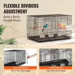SucceBuy 30In Flight Bird Cage Stackable Divided Small Animal Cage for Kinds of Birds Pet Travel Birdcage with Handle and Perche 3