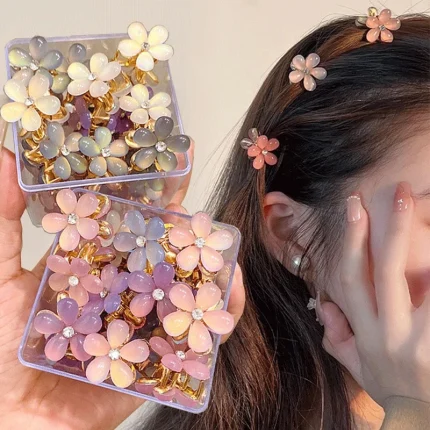 1/10pcs Cute Mini Flower Hairclip Claws Women Girls Colorful Opal Hairpins Sweet Small Headdress Barrettes Accessories