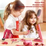 Girls Beauty Salon Set Kids Hair Beauty Makeup Set Simulation Hair Dryer Fashion Styling Tool Pretend Play House Gift Fun Game 5