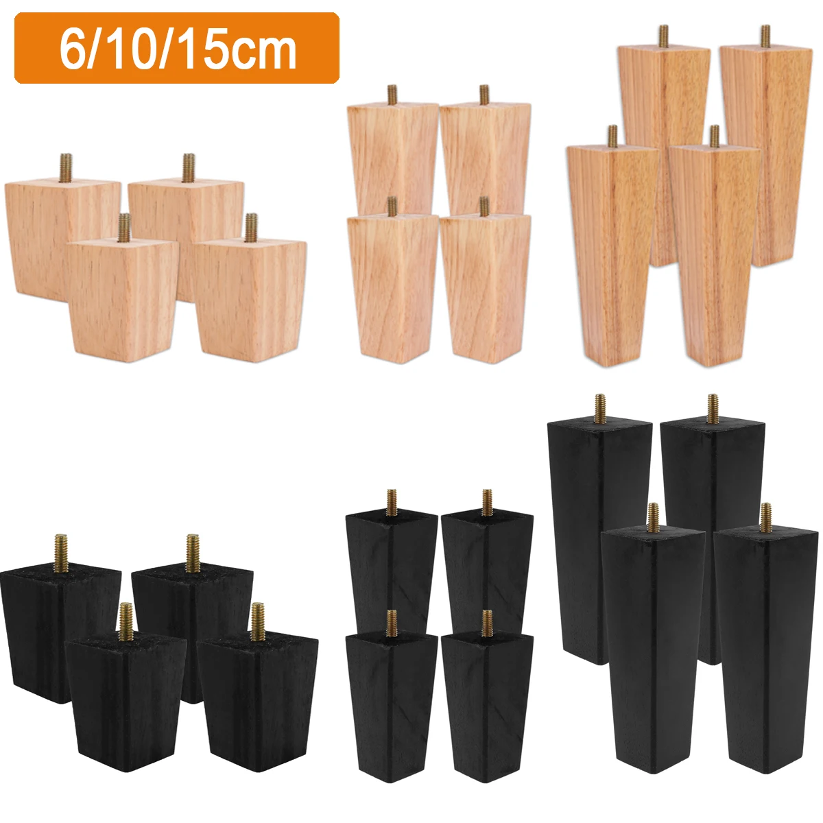 4PCS Solid Wood Furniture Legs 6/10/15cm Chair Bed Table Cabinet Heightening Parts Furniture Foot Replacement Accessories 4PCS Solid Wood Furniture Legs 6/10/15cm Chair Bed Table Cabinet Heightening Parts Furniture Foot Replacement Accessories