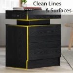 LIKIMIO Night Stand with Charging Station, Modern Nightstand with LED Light and Drawers, Bedside Tables/End Table for Bedroom 5