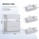 Cubehom Bedside Tables 2 Set with LED Lighting White Bedside Table with 3 Drawers Bedside Table for Bedroom 5